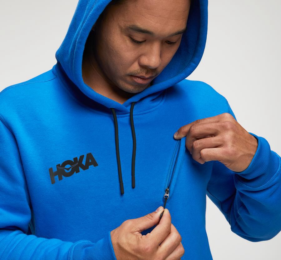 Hoka Mens Hoodie NZ - Hoka Performance Blue (QXU956381)